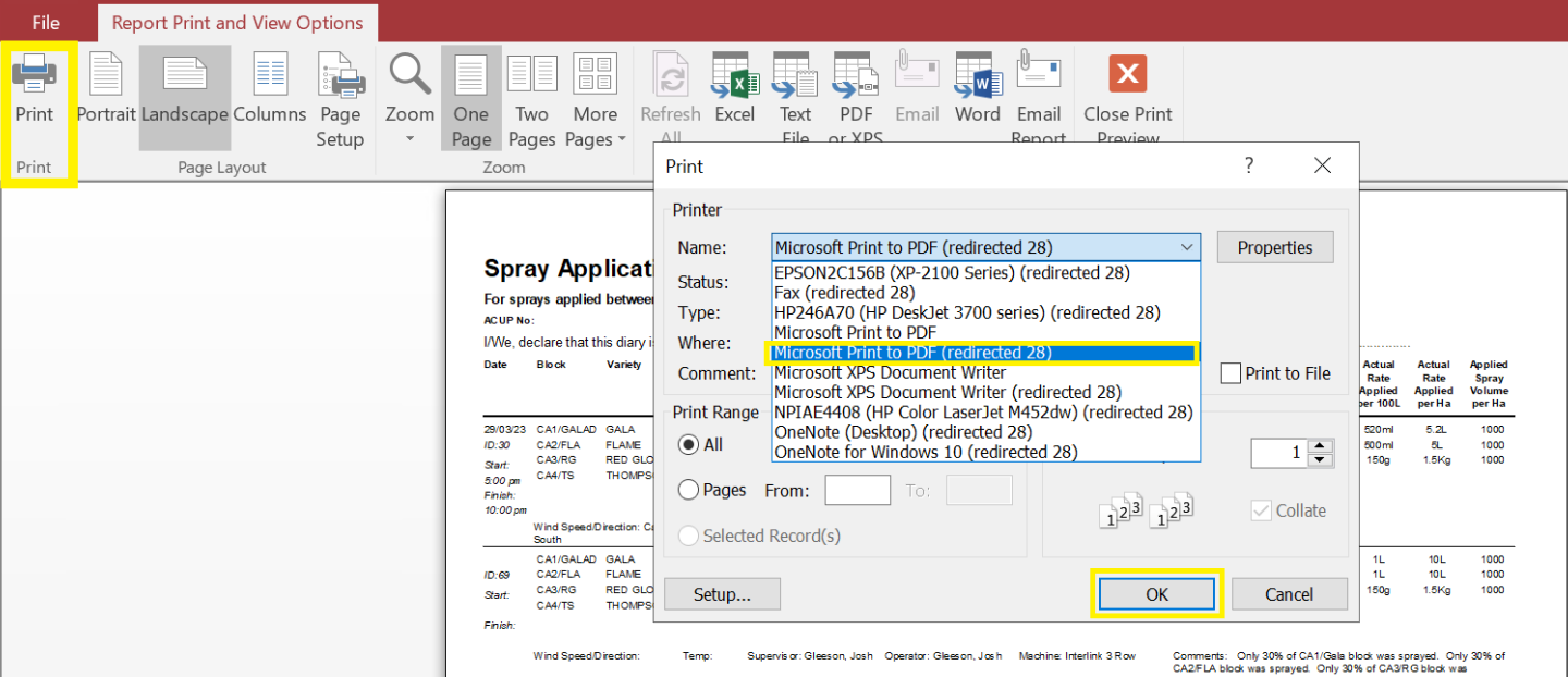 How to export Excel/PDF reports from GrowData FMP